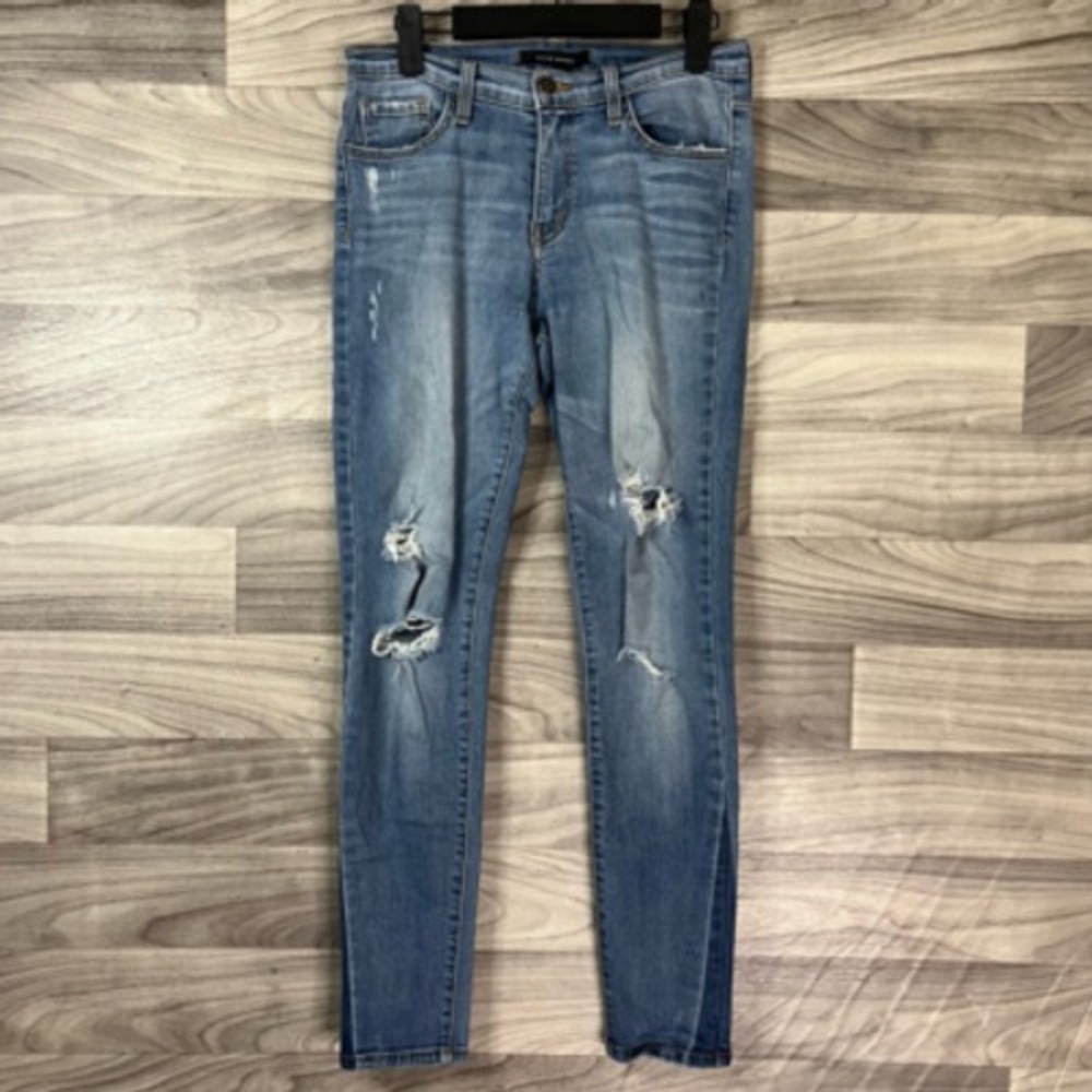 Flying Monkey Skinny Jeans Women's 27 Blue Distressed Whiskered Medium‎ Wash USA